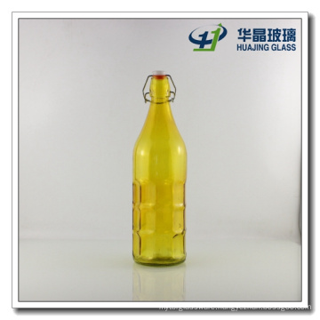 1000ml 335 Oz Custom Made Yellow Glass Juice Bottle